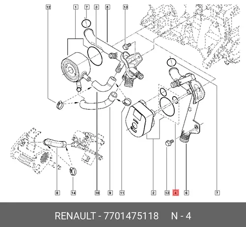 Комплект прокладок двигателя RENAULT 7701475118