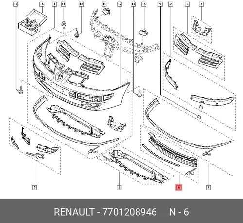 Решетка бампера RENAULT 7701208946