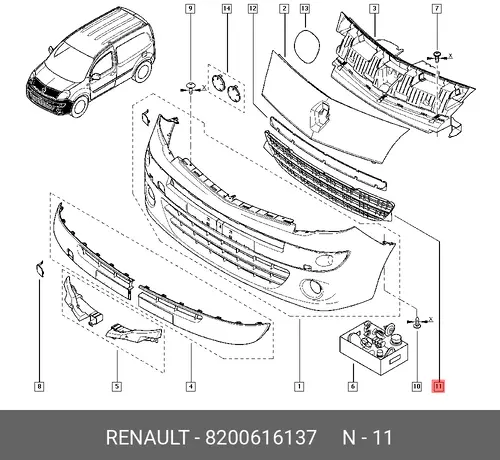 Решетка бампера RENAULT 8200616137