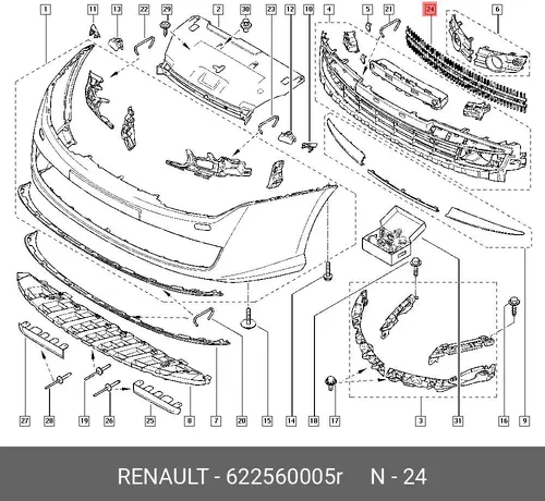 Решетка бампера RENAULT 622560005R