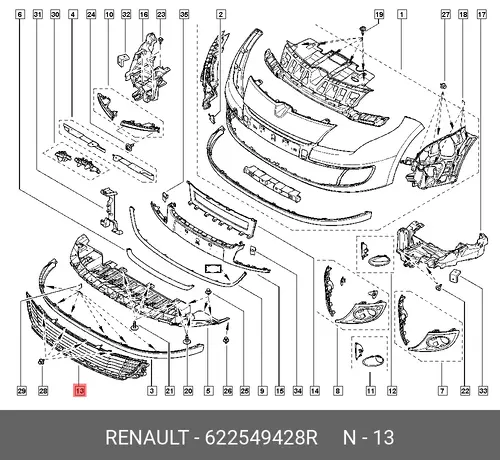 Решетка радиатора RENAULT 622549428R