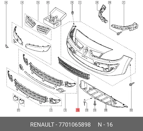 Решетка бампера RENAULT 7701065898