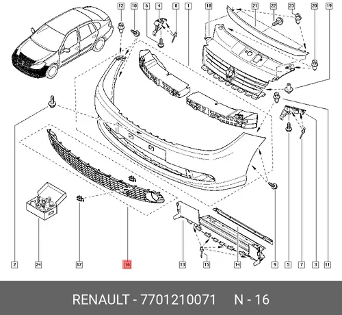 Решетка бампера RENAULT 7701210071