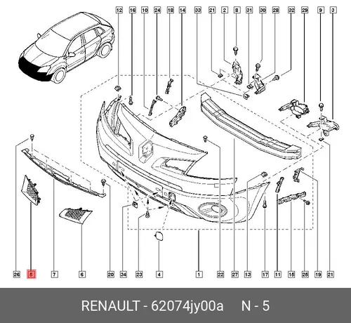 Решетка радиатора RENAULT 62074JY00A