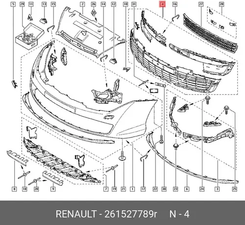 Решетка бампера RENAULT 261527789R