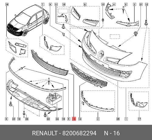 Решетка радиатора RENAULT 8200682294