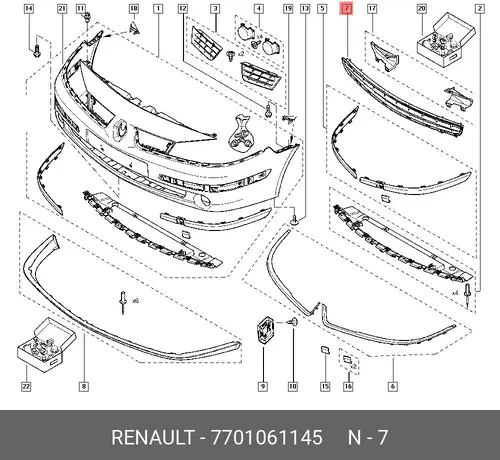 Решетка бампера RENAULT 7701061145