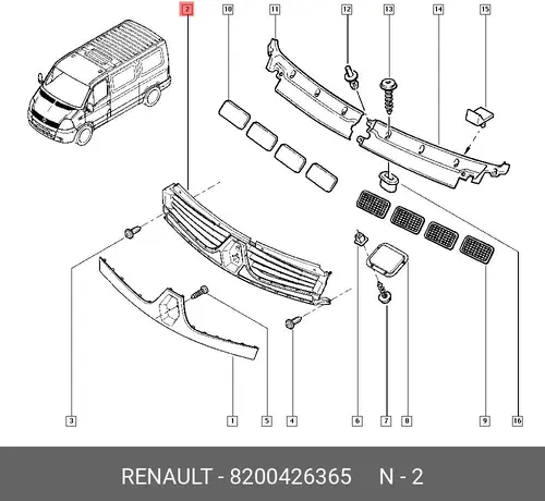 Решетка радиатора RENAULT 8200426365