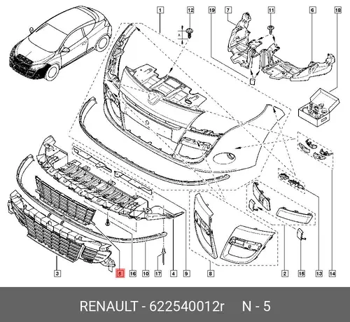 Решетка радиатора RENAULT 622540012R