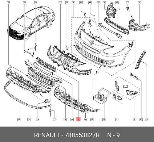 Решетка радиатора RENAULT 788553827R