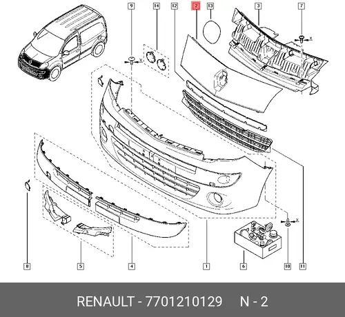 Решетка радиатора RENAULT 7701210129