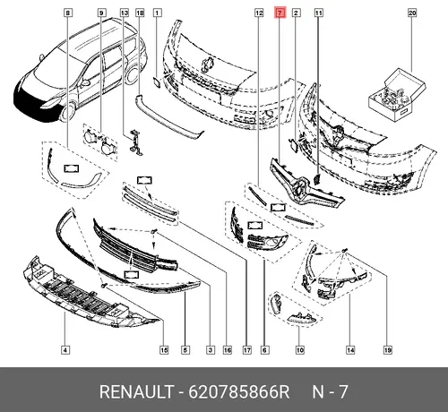 Решетка радиатора RENAULT 620785866R