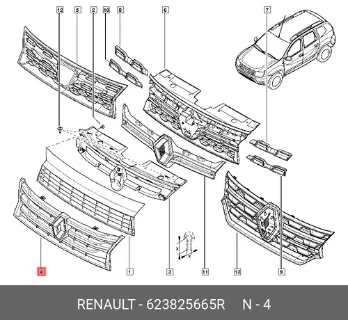Решетка радиатора RENAULT 623825665R