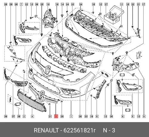 Решетка радиатора RENAULT 622561821R