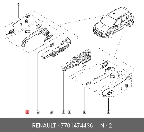 Ручка двери RENAULT 7701474436