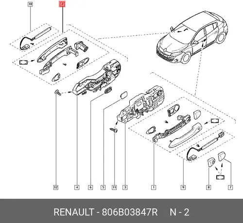 Ручка двери RENAULT 806B03847R
