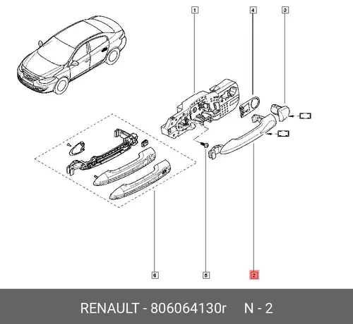 Ручка двери RENAULT 806064130R