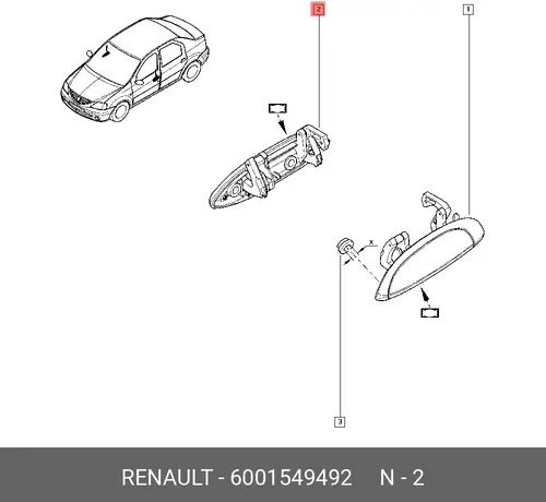 Ручка двери RENAULT 6001549492