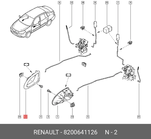 Ручка двери RENAULT 8200641126