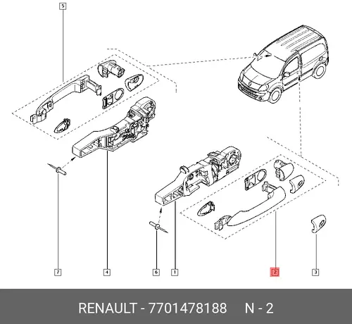 Ручка двери RENAULT 7701478188