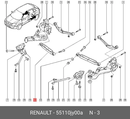 Рычаг подвески RENAULT 55110JY00A