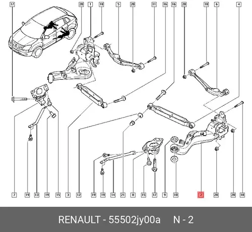 Рычаг подвески RENAULT 55502JY00A