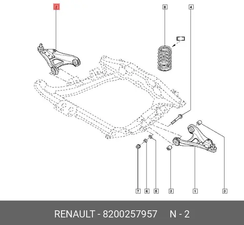 Рычаг подвески RENAULT 8200257957