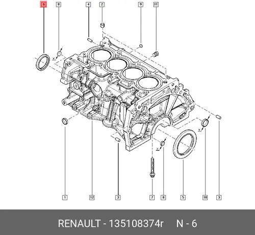 САЛЬНИК КОЛЕНВАЛА (RENAULT) 135108374R