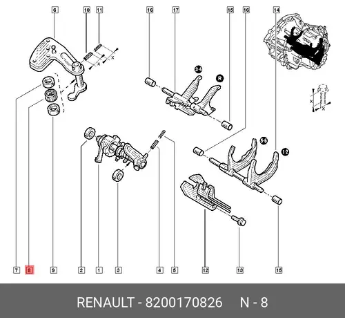 втулка КПП!\ Renault Master 09> 8200170826