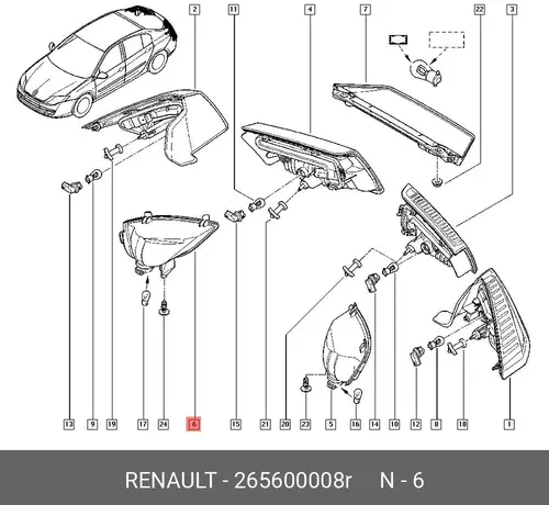 Катафот (световозвращатель) RENAULT 265600008R