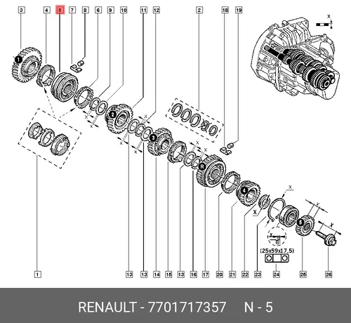 синхронизатор 1 и 2 пер. КПП!\ Renault 7701717357