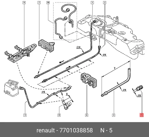  7701038858 СОЕДИНИТЕЛЬНЫЙ ШТУЦЕР (ПЛАС) RENAULT