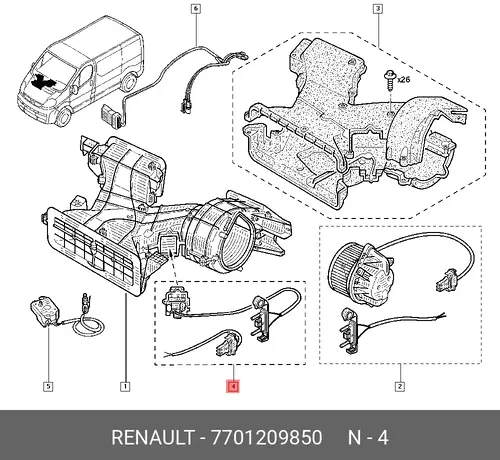 РЕЗИСТОР ДОБАВОЧНЫЙ ЭЛЕКТРОВЕНТИЛЯТОРА О 7701209850 RENAULT