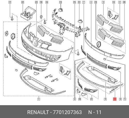 СПОЙЛЕР БАМПЕРА ПЕР (ПЛАС) 7701207363 RENAULT