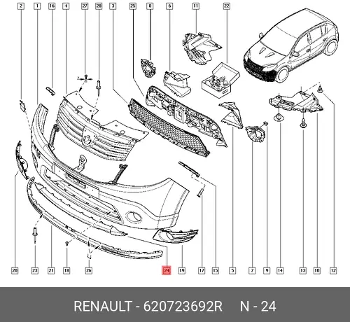 спойлер переднего бампера!\ Renault 620723692R