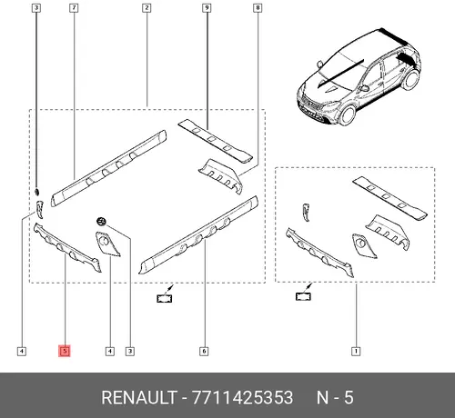СПОЙЛЕР ПЕР БАМПЕРА 7711425353 RENAULT
