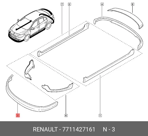 СПОЙЛЕР ПЕР БАМПЕРА (ПЛАС) 7711427161 RENAULT