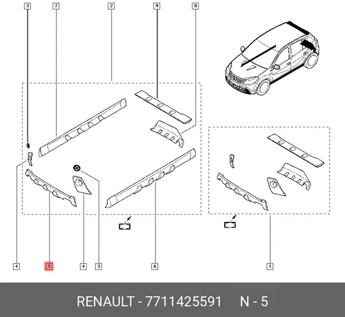 СПОЙЛЕР ПЕР БАМПЕРА (ПЛАС) 7711425591 RENAULT