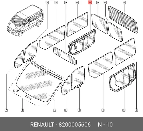 СТЕКЛО БОКОВИНЫ КУЗОВА 8200005606 RENAULT
