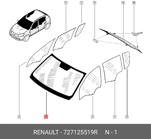СТЕКЛО ЛОБОВОЕ 727125519R RENAULT