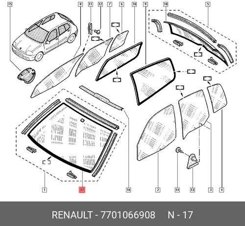 Стекло лобовое 7701066908 RENAULT