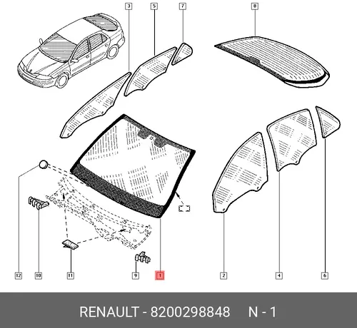 СТЕКЛО ЛОБОВОЕ 8200298848 RENAULT