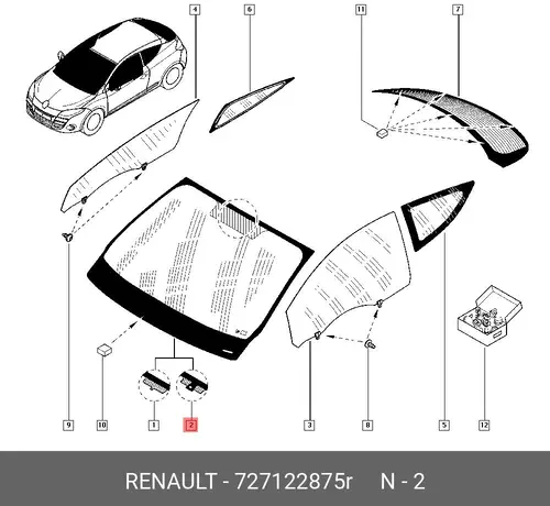 СТЕКЛО ЛОБОВОЕ 727122875R RENAULT