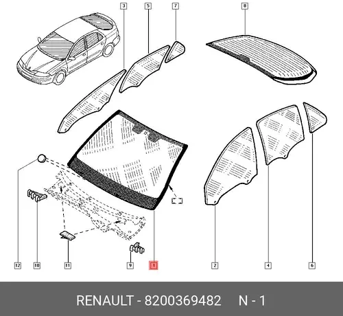 СТЕКЛО ЛОБОВОЕ 8200369482 RENAULT