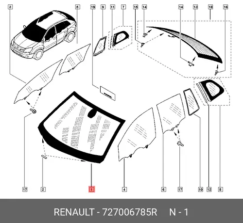 Стекло лобовое RENAULT Koleos 727006785R