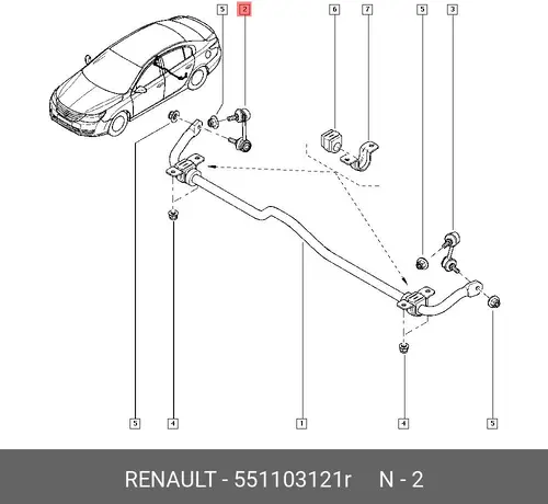 Тяга стабилизатора RENAULT 551103121R