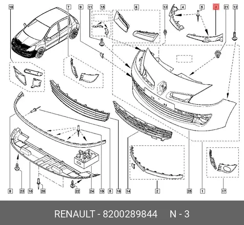  КРЕПЛЕНИЕ БАМПЕРА 8200289844 RENAULT