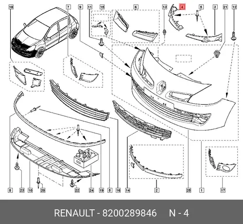  КРЕПЛЕНИЕ БАМПЕРА 8200289846 RENAULT