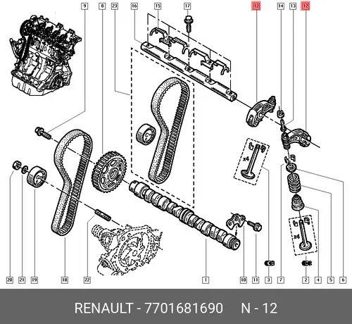 толкатель клапана!\ Renault 7701681690