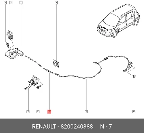  ТРОС КАПОТА 8200240388 RENAULT